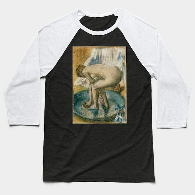 Woman Bathing in a Shallow Tub Baseball T-Shirt by EdgarDegas